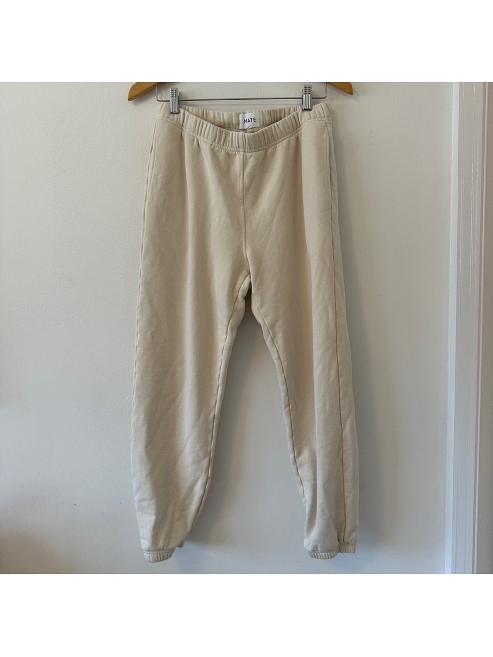MATE The Label Organic Fleece Relaxed Pocket Sweatpant in Bone | Size Medium